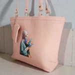 Printed Ladies Tote Bag – Soft Pink - Image 3
