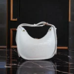 White textured crossbody bag back view with textured finish